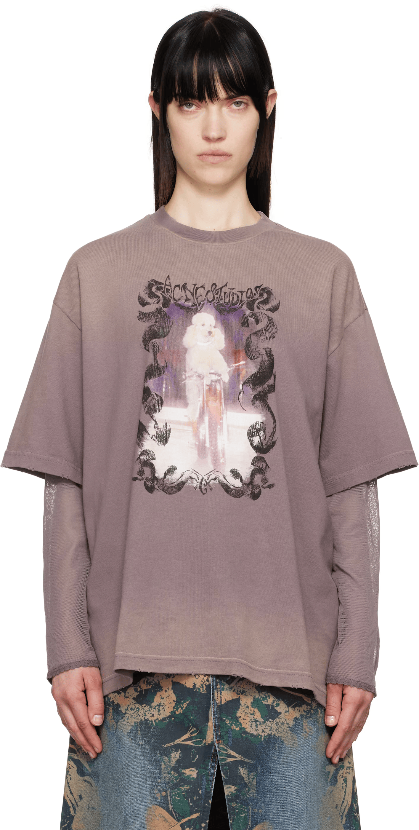 Acne Studios Purple Layered Print T-shirt
